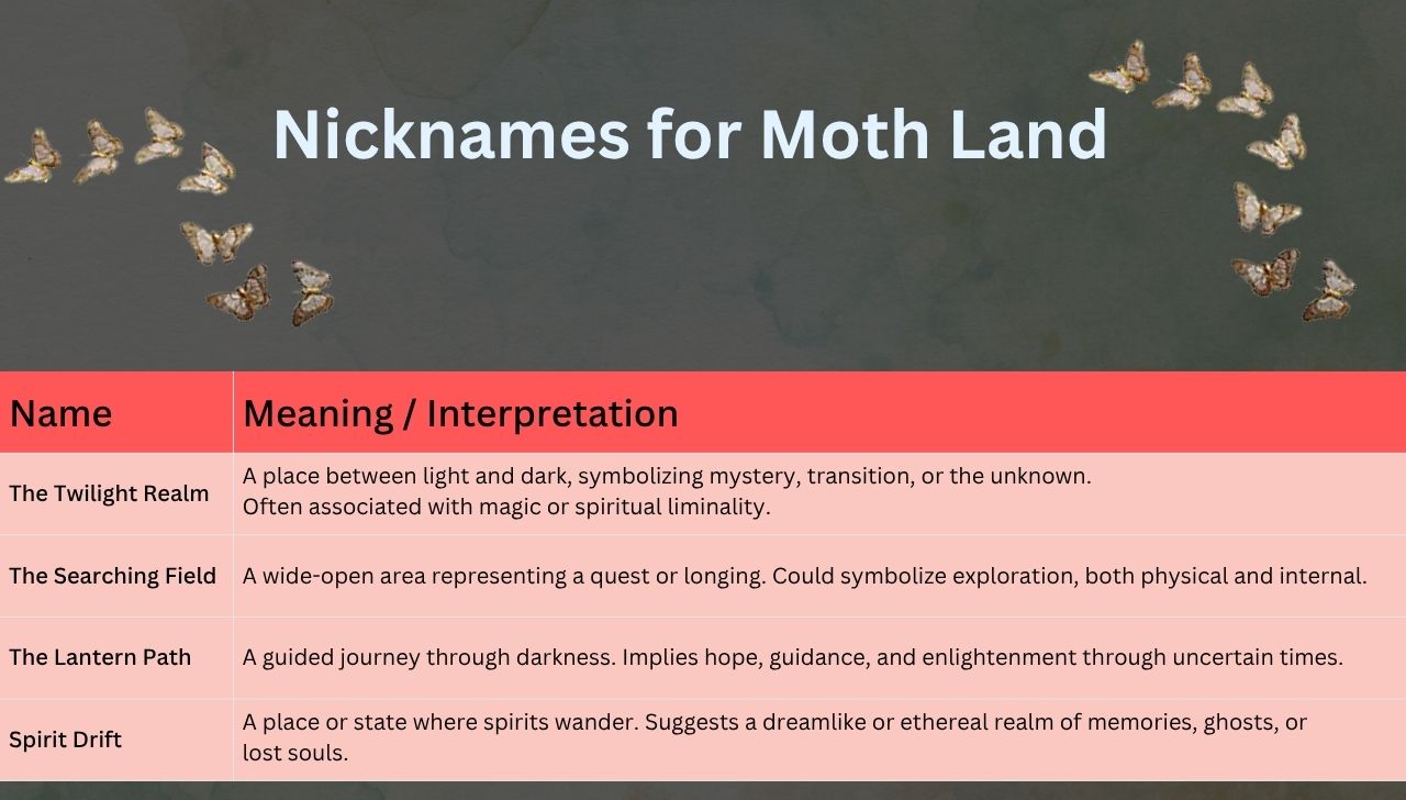 Nicknames for Moth Land
