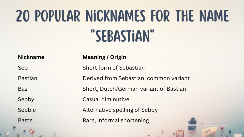 20 Popular Nicknames for the Name "Sebastian"